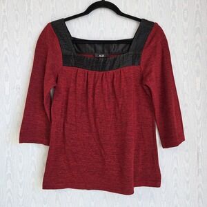 Vtg Y2K AGB Womens S Knit Top Red Black Square Neck Princess Whimsygoth Witchy